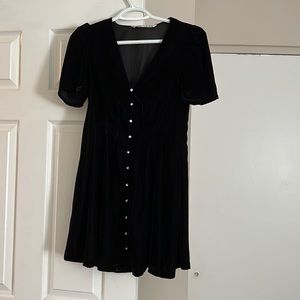 Zara velvet mini dress with crystal buttons